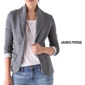 James Perse Standard Grey Cotton Blazer - Size 1(Small)